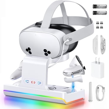 Charging Dock for Meta Quest 3S/3, VR Headset & Controllers Charging Stand with RGB