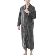 Tawop Robes for Women Silk Pajamas Women Long Nightgown Solid Robe Warm Pocket Belt Hooded Soft Womens Nightgown Gray Xl