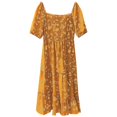 thumbnail image 4 of Summer Dresses Floral Casual Party V Neck Short Sleeve Wrap Waist Ruffle with Pockets Spring Dress Yellow XL, 4 of 4