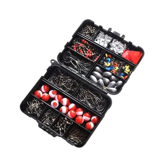 Ensemble d'Équipement de Pêche Ensemble Complet pour Pêcheur avec Pinces Hameçons Poids Émerillons Boutons-Pression et Glissades