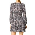 thumbnail image 3 of INSPIRE CHIC Women's Leopard Long Sleeve Smock Layered Ruffle Hem Dress, 3 of 7
