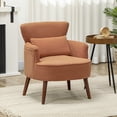 thumbnail image 2 of HOMCOM Upholstered Accent Chair with Wood Legs for Living Room, Orange, 2 of 10
