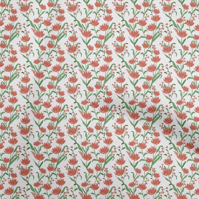 oneOone Tissu Georgette Viscose Orange Matériel de Robe Florale Tissu Imprimé Tissu au Mètre 42 Pouces de Large