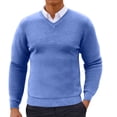 thumbnail image 1 of Mens Knit Shirts Long Sleeve Sweater Solid Color V-Neck Pullover Moisture Sicking Muscle Tops, 1 of 5