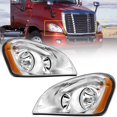 thumbnail image 1 of Headlights Assembly Fit For 2008-2016 Freightliner Cascadia, Chrome Housing And Amber Reflector Headlamps,Left and Right Pair Set, Including Halogen bulbs, 1 of 7