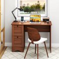 thumbnail image 2 of Costway 43" Home Office Desk with Charging Station Compact Study Writing Desk Walnut, 2 of 10