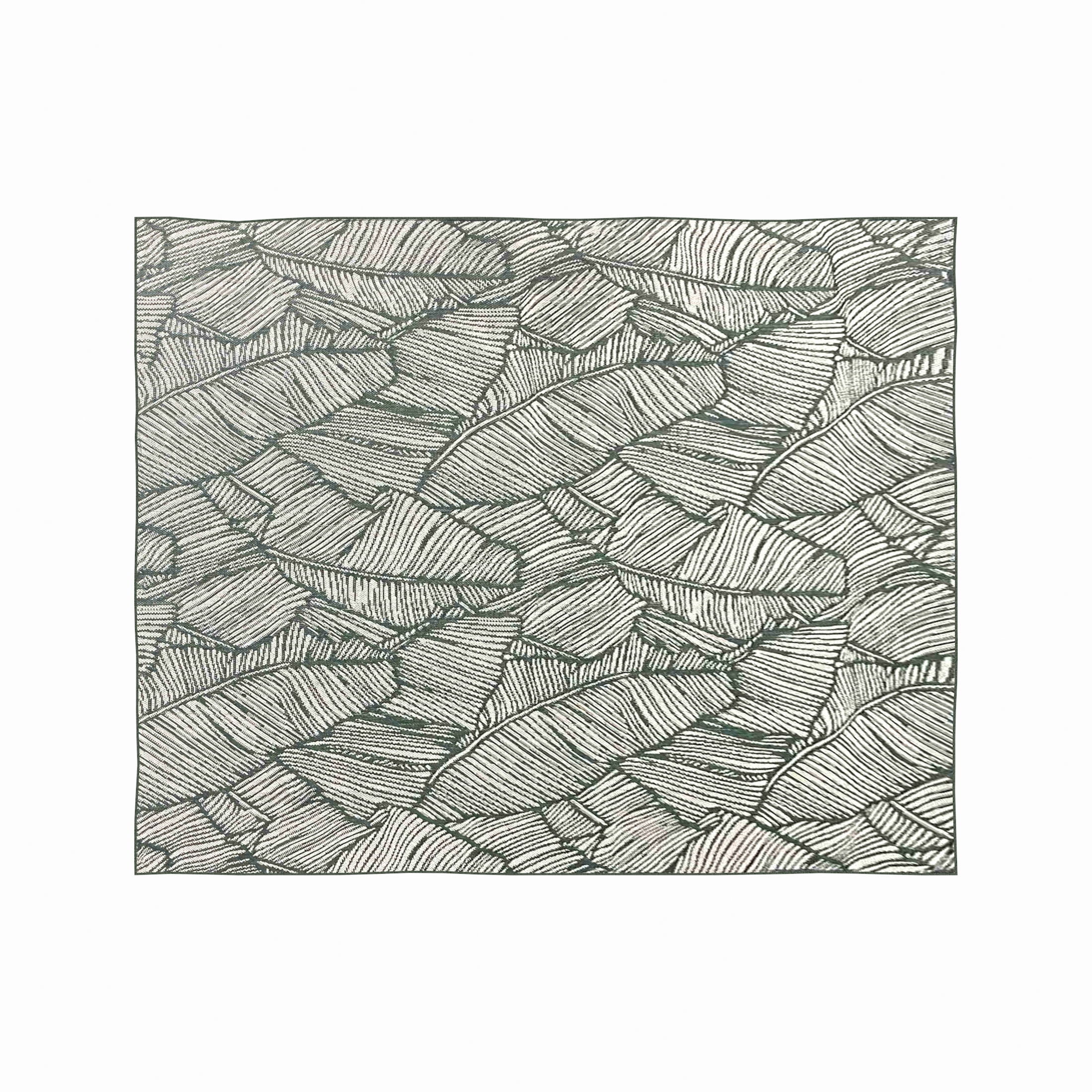 HOMETRENDS 8 ft. x 10 ft. Green and Tan Flatweave Outdoor Rug, Lush Leaves