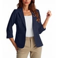 thumbnail image 1 of HongQid Women's Casual Single Button Front Blazer Ruched 3/4 Sleeve Notched Lapel Office Lightweight Blazers with Pockets, 1 of 4