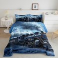 thumbnail image 2 of Erosebridal Black Train Bedding Toddler Comforter Set, Steam Engine Down Comforter, Black Blue, 2 Pieces, Reversible, 2 of 6