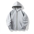 thumbnail image 1 of Milgrthf Unisexe Garçons Filles Chandails d'Automne Sport Décontracté Manches Longues Fermeture Éclair Complète Mignon Col Ras du Cou Basique Couleur Unie Chandails à Capuchon Chandail avec Poche Gris 11-12 Ans, 1 of 5