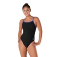 thumbnail image 1 of Speedo Women's Endurance+ Flyback Training Suit Soild One Piece Swimsuit Adult - Black/Blue, D32, 1 of 2