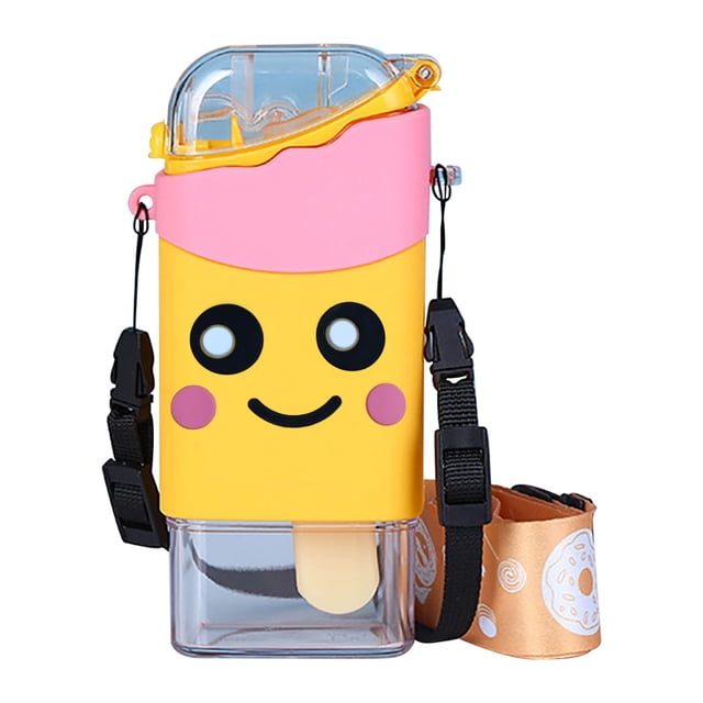 Leutsin Beautiful Plastic Ice Cream Bottle With Straw Strap, Leak Proof Kettle, BPA Free
