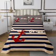 thumbnail image 1 of Erosebridal Nautical Anchor Coverlet Set King, Geometry Stripes Bedding Set, Sea Theme Decor, 3-Piece, 1 of 5