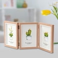 thumbnail image 4 of veasfak Hinged Photo Frame Wood Rectangle Picture Frame 4x6 for Bedroom Desk Desktop Brown Triple Fold, 4 of 8
