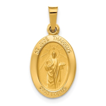 Pendentif Médaille en Or Jaune 14K Poli et Satin St. Jude Thadeus