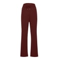 thumbnail image 5 of CFLVAEK Womens Office Flare Pants Casual Tummy Control Drawstring Waisted Slacks with Pocket Solid Color Work Straight Pant Casual Tall Lenth Business TrousersWine S, 5 of 5