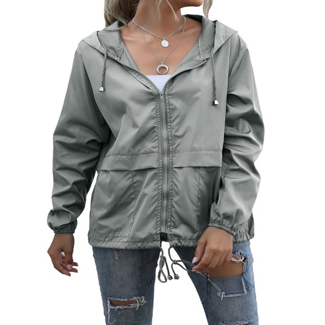 Alsol Imperméables pour Femmes Vestes Légères Coupe-Vent Pliables pour Randonnée en Plein Air avec Capuche