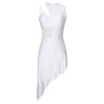 thumbnail image 4 of Aislor Robe de Danse Latine Salsa de Salle pour Femmes, Robe à Ourlet Asymétrique en Patchwork de Maille Transparente, Tenue de Danse, Blanc m, 4 of 7