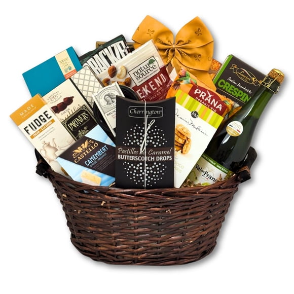 Panier-cadeau Gastronomique aux Saveurs Luxueuses avec Cidre, Fromage, Galettes de Pain, Bonbons et Plus