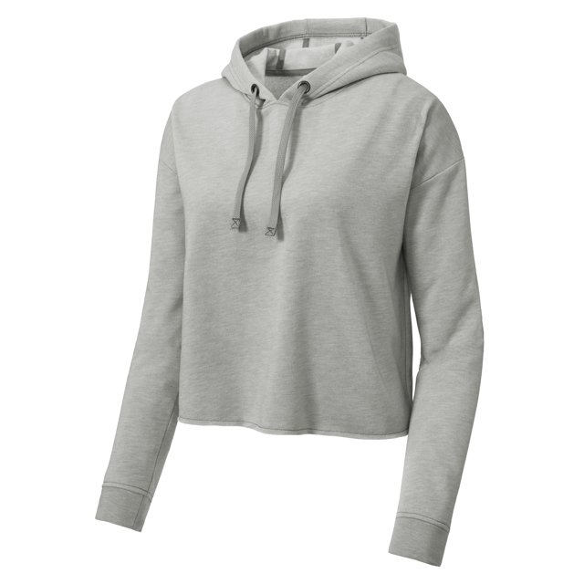 Gravity Threads Ladies Moisture Wick Crop Top Hoodie Pullover, Light Grey 2XL
