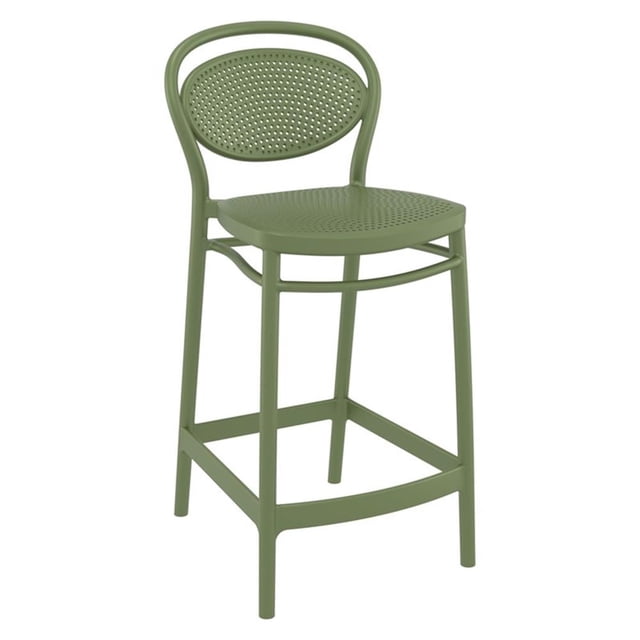 Compamia Marcel Tabouret de Comptoir Contemporain en Résine pour Intérieur et Extérieur Vert Olive