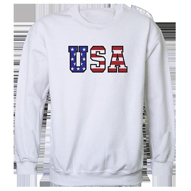 Rapid Dominance RS3-784-WHT-02 Sweat à Col Rond Graphique avec Texte de Drapeau, Blanc - Moyen