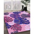 thumbnail image 3 of Ahgly Company Tapis d'Intérieur Ronds Transitionnels Lavables à la Machine, Violet Vif, 6 Pieds Rond, 3 of 7