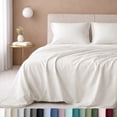 thumbnail image 1 of California Design Den Double Size Sheet Set - 600 Thread Count 100% Cotton Sateen, Soft & Breathable - True Ivory, 1 of 9