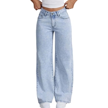 GPOECD Jeans à Taille Haute à Jambe Droite pour Filles avec Broderie de Nœud, Pantalon en Denim Mignon et Décontracté pour Ados, Coupe Ample Confortable pour Tous les Jours, Bleu, 7-8 Ans