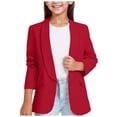 thumbnail image 2 of Girls Long Sleeve Shawl Formal Suit Jacket for Kids Open Front with Inner Pocket - Girls Tops Tees & Shirts, 2 of 8