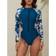 thumbnail image 1 of Women's One Piece Rashguard Swimsuit Zip Front Surfing Shirt Sun Protection, 1 of 3
