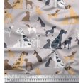 thumbnail image 1 of Soimoi Gray Moss Georgette Fabric Mix Dog Print Fabric by the Yard 44 Inch Wide, 1 of 3