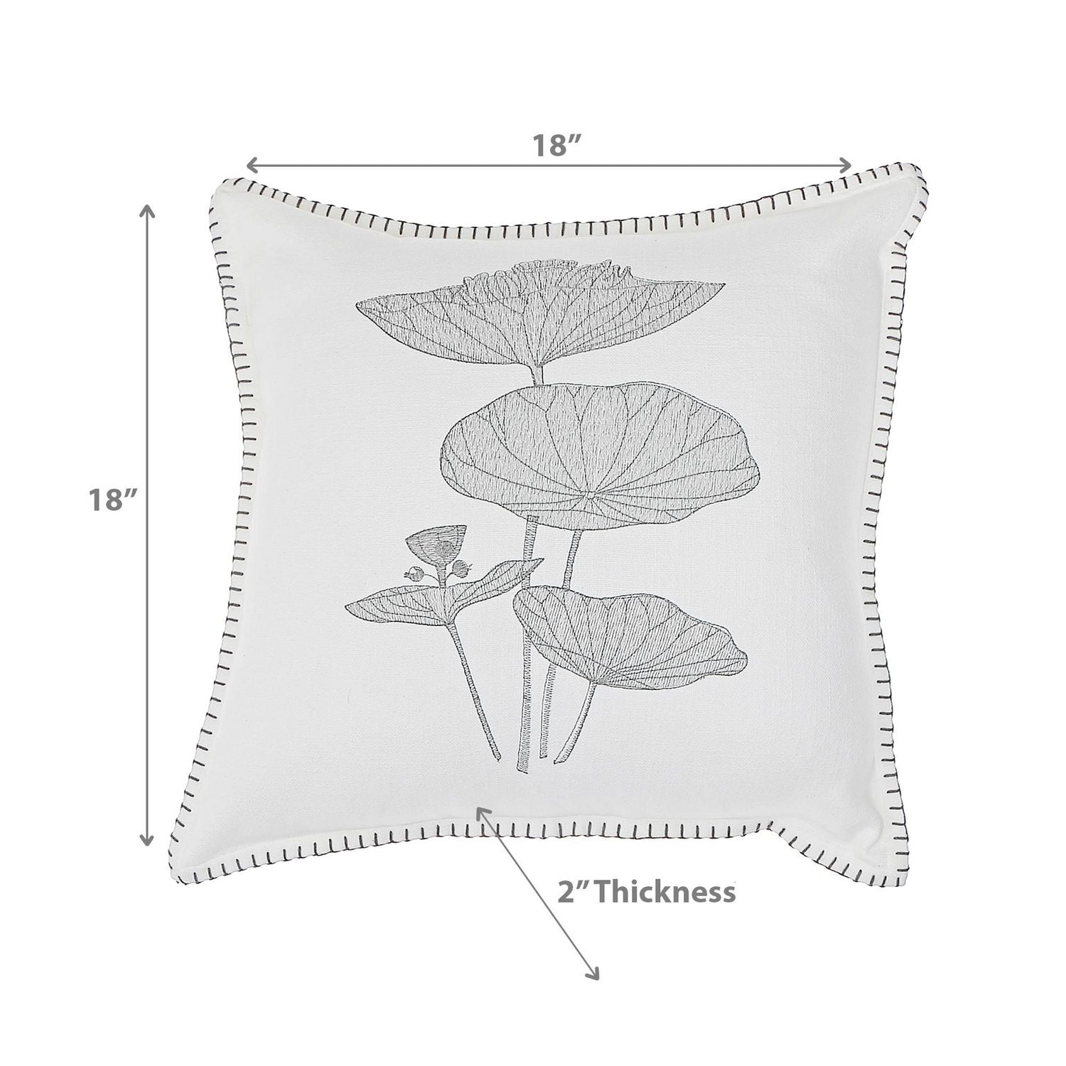 Point De Coussin De Couverture Broidered Cushion Lotus Leaf 18 X 18 - Ensemble De 2
