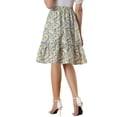 thumbnail image 3 of Unique Bargains Women's Ruffle Hem Flowy Tiered A-Line Floral Midi Skirts White Yellow S, 3 of 6