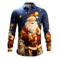 thumbnail image 1 of Kcodviy Mens Christmas Santa Digital Mesh Sleeve 3D Printed Button Lapel Button Down Long Sleeve Shirt Top Print Sleeve Turn Button Mens Button Down Pajama Shirt, 1 of 4