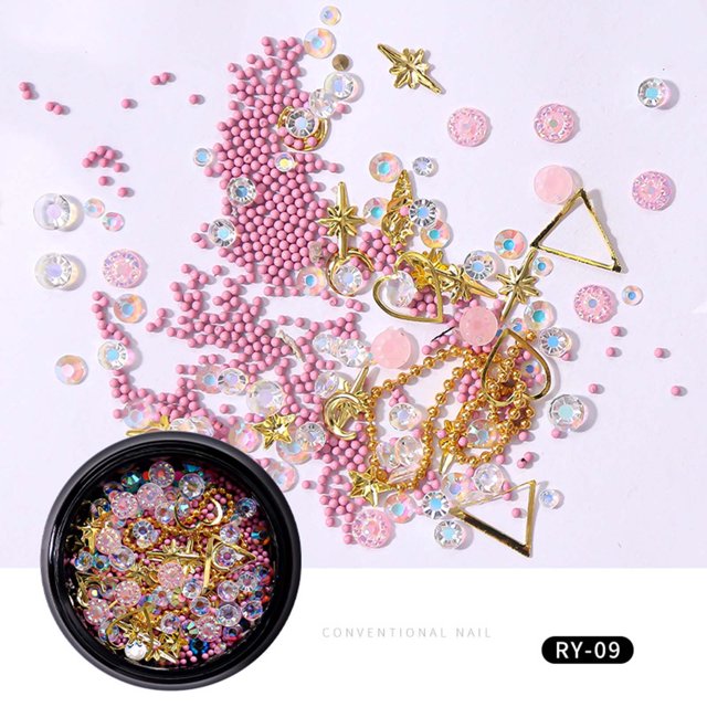PVCS Colorful DIY Rhinestone Bead Chain Set Three-dimensional Nail Decoration