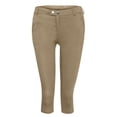 thumbnail image 3 of Timegard Capri Pants for Women Low Waisted Button Skinny Solid Color Leggings Work Pants with Pockets, 3 of 6