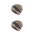 thumbnail image 3 of Maytalsory Bonnet Ethnique Style Hijab Floral Imprimé Coloré Turban Réglable Protection des Oreilles Accessoires de Style Bonnet Jaune Losange 2Set, 3 of 6