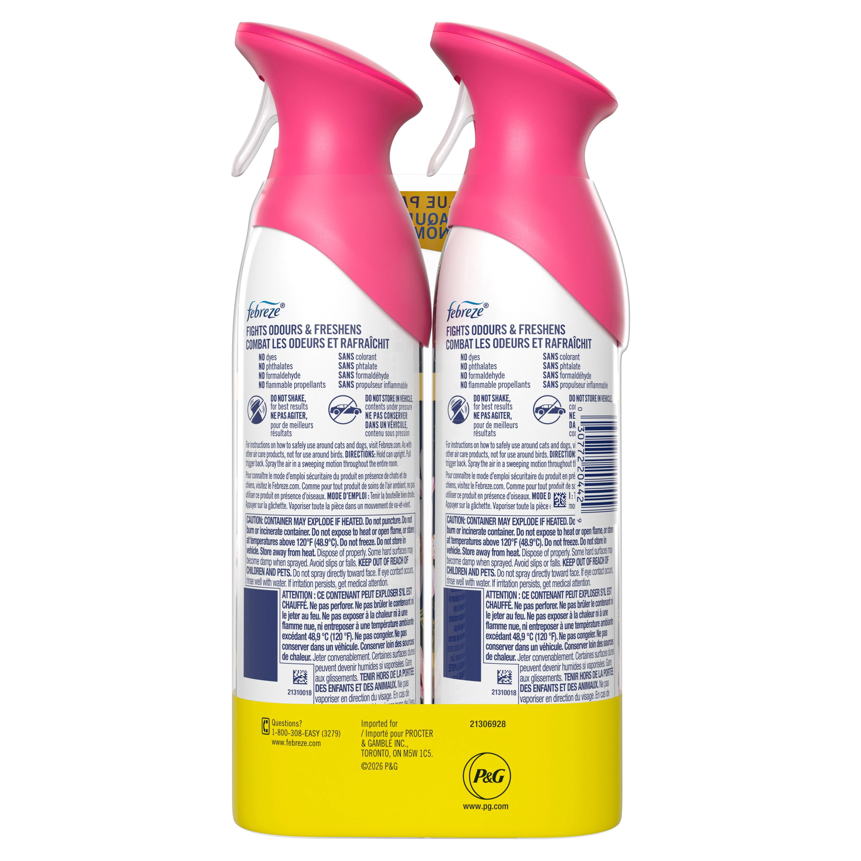 Febreze Air, Assainisseur d'Air en Vaporisateur, Vaporisateur pour Pièces Anti-Odeurs, Fleur de Cerisier, 230g, Lot de 2
