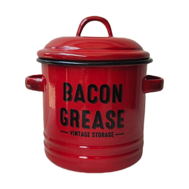 1 Unité Pot en Émail Vintage Grande Capacité avec Couvercle de Conservation de l'Huile