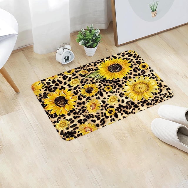 Cagogo Sunflower Doormat, Non Slip Floor Mat for Bathroom Bedroom, Extra Soft Polyester Rug Carpet, Home Decor Mat for Living Room Kitchen Entryway
