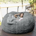 thumbnail image 2 of 5FT Storage Bean Bag Chair Cover No Filler Soft Fluffy Beanbag Cover Stuffable, 2 of 7