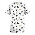 thumbnail image 4 of Pisexur Hauts de Sarrau pour Femmes Imprimé Cœur d'Amour Motif Dessin Animé Hauts d'Entraînement Col Ras du Cou T-Shirts à Manches Courtes avec Poches Chemises pour Femmes, 4 of 5