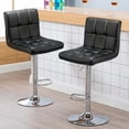 thumbnail image 2 of Heavenly Collections Adjustable Faux Leather Swivel Bar Stool, Set of 2, Black, Modern Style, 2 of 9