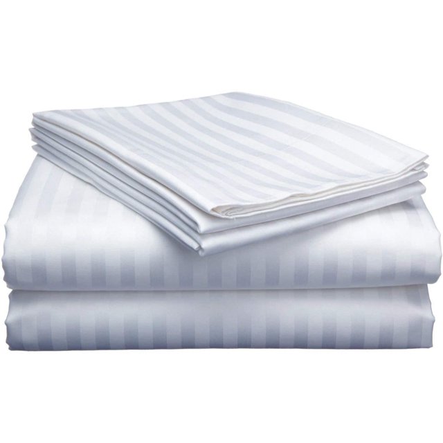 900 Thread Count 3 Piece ( 1-Fitted Sheet + 2 - Pillow Cases ) Fitted Sheet 15 Inch Deep Pocket 100% Egyptian Cotton Stripe Pattern