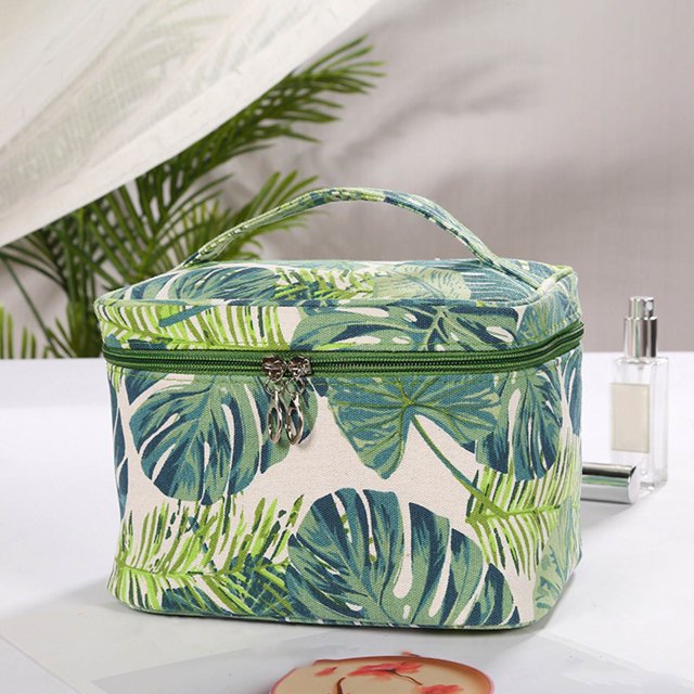 Trousse de Maquillage Tropicale en Toile Sacs Cosmétiques Pochette de Rangement pour Femmes