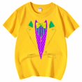 thumbnail image 3 of AJIWYH Chemise Orange Fille, Chemise Décontractée Imprimée à Col Rond à Manches Courtes pour Fille T-Shirt Chemise Décontractée, Uniformes Scolaires pour Filles pour 5-6 Ans, Jaune, 3 of 4