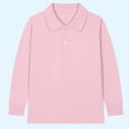 thumbnail image 2 of zbxnLI Girls Boys School Uniform Long Sleeve Golf Shirts Button Closure Collared Tops 2-15 Years, 2 of 3