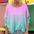 thumbnail image 2 of WRKEKC T-Shirts à Manches Longues pour Femmes, Chemises à Manches Longues pour Femmes, T-shirt Tendance Confortable à Manches Longues à Col Rond Dégradé Imprimé pour Femmes Grande Taille, 2 of 6