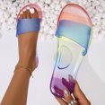 thumbnail image 2 of Womens Slide Sandals Flat Jelly Transparent Multicoloured Colorful Open Toe Non Slip Lightweight Breathable Indoor Outdoor Beach Slippers Multicolor, 2 of 9